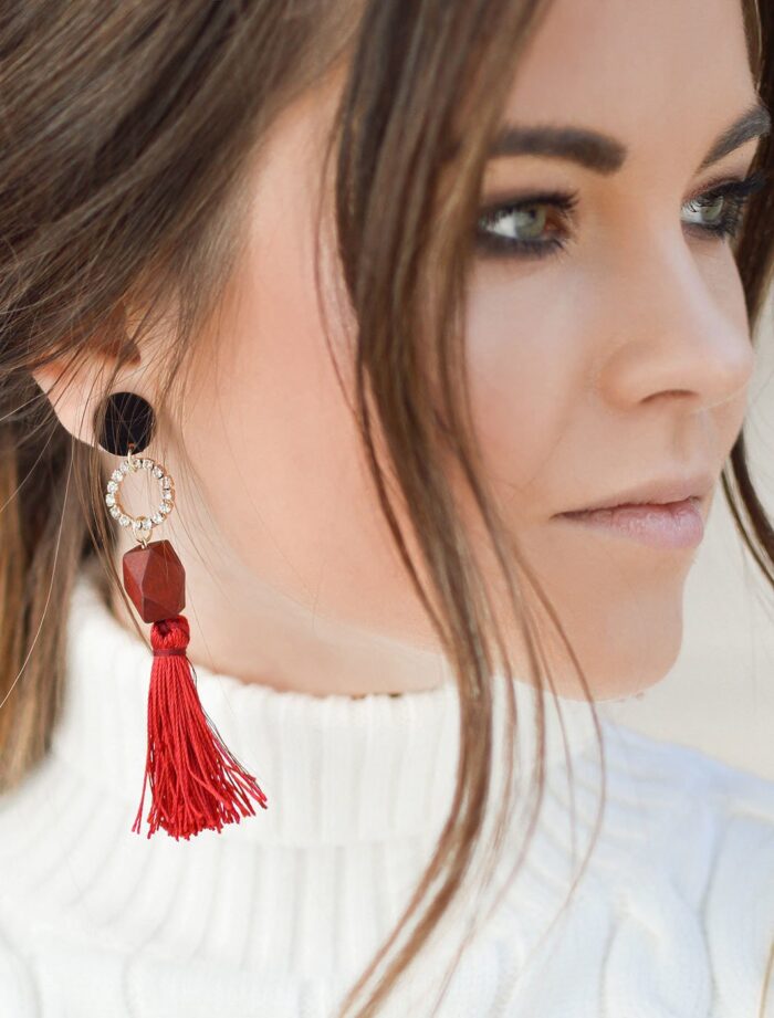 Red tassel earrings - Image 2